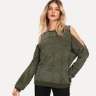 Shein Cold Shoulder Plain Sweatshirt