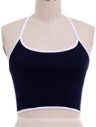 Shein Navy Halter Contrast Trims Cami Top