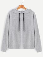 Shein Pale Grey Overlap Back Drawstring Hooded Sweatshirt