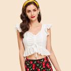 Shein Ruffle Trim Eyelet Embroidery Shell Top