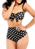 Rosewe Pretty Two Pieces Design Dot Printed Swimwear For Beach