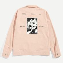 Shein Men Mixed Print Back Buttoned Jacket