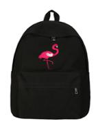 Shein Flamingo Embroidery Zip Pocket Backpack