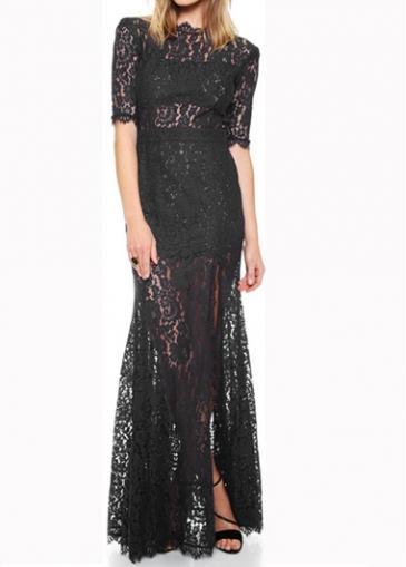 Rosewe Chic Half Sleeve Open Back Dress With Slit