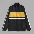 Shein Men Contrast Sideseam Colorblock Windbreaker Jacket