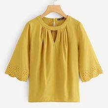 Shein Scallop Trim Pleated Solid Top
