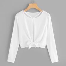 Shein Cut Out Neck Knot Hem Tee