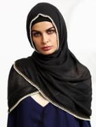 Shein Black Faux Pearl Hijab Scarf