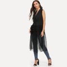 Shein Sheer Mesh Panel Blazer Coat