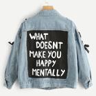 Shein Lace-up Drop Shoulder Denim Jacket