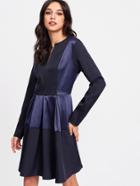 Shein V Notch Front Satin Panel Dress