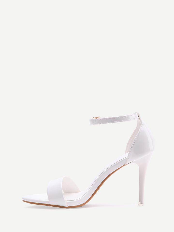 Shein White Open Toe Ankle Strap High Stiletto Pumps