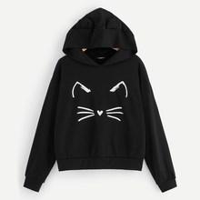 Shein Cartoon Print Hoodie With Ear