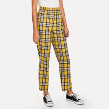 Shein Slant Pocket Side Plaid Pants
