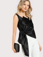 Shein Front Bow Satin Crop Top