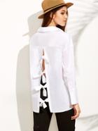 Shein White Knotted Open Back Blouse