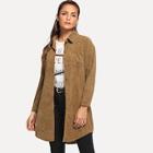 Shein Solid Single-breasted Corduroy Coat
