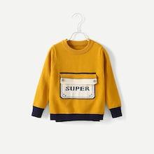 Shein Toddler Boys Letter Print Slit Hem Sweater