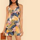 Shein Tropical Print V Neck Cami Dress
