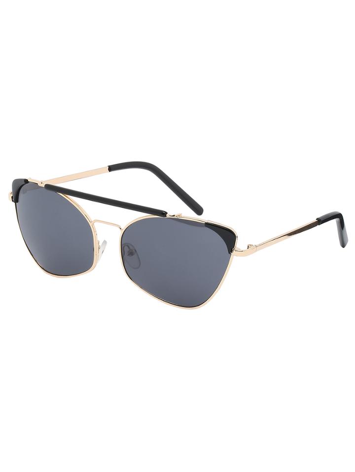 Shein Metal Frame Double Bridge Black Cat Eye Sunglasses