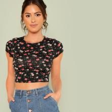 Shein Daisy Print Crop Top