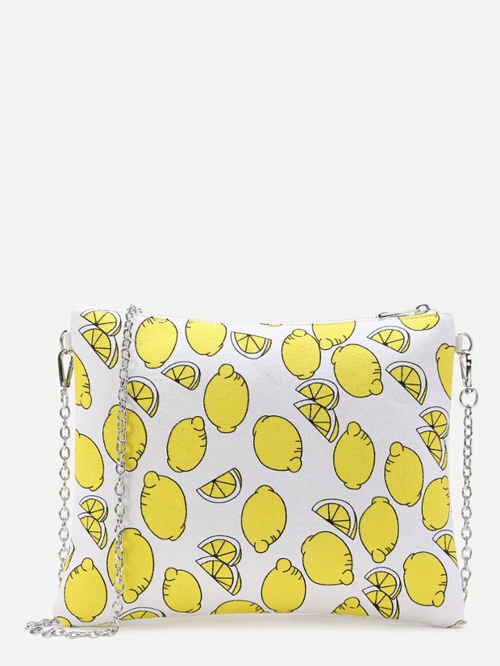 Shein Fruit Print Clutch Bag With Chain