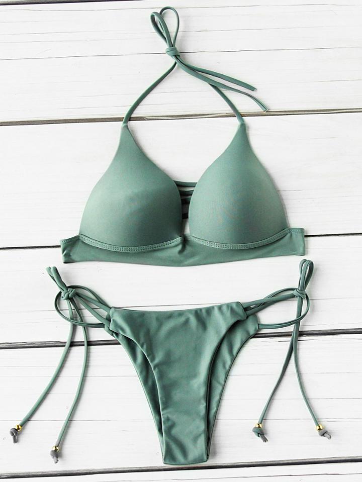 Shein Ladder Cutout Side Tie Triangle Bikini Set