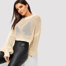 Shein Loose Knit Sheer Crop Sweater