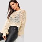 Shein Loose Knit Sheer Crop Sweater