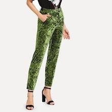 Shein Slant Pocket Crushed Velvet Pants