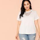 Shein Plus Pearl Embellished Lace Insert Tee