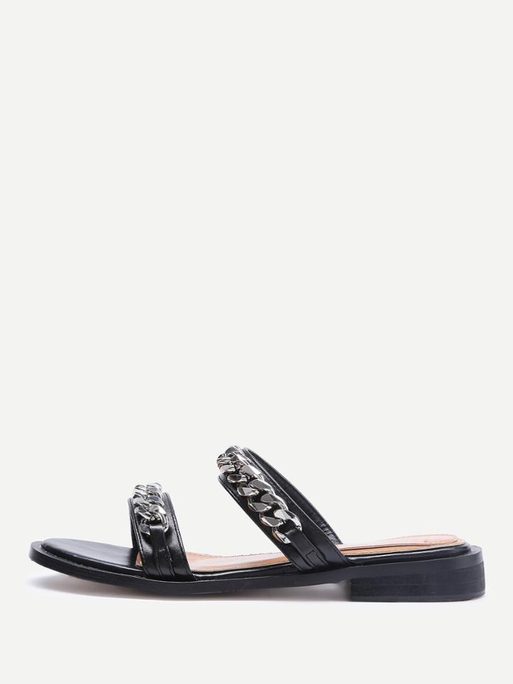Shein Open Toe Chain Design Slides