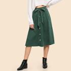 Shein 80s Self Belted Buttoned Skirt
