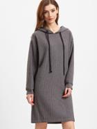 Shein Grey Ribbed Hooded Sweatshirt Dress