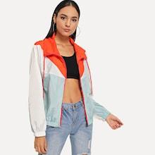 Shein Color Block Drawstring Detail Jacket