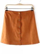 Shein Brown Buttons A Line Skirt