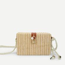 Shein Lock Detail Straw Crossbody Bag