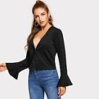 Shein Flounce Sleeve Single Breasted Coat