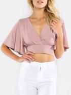 Shein Purple V Neck Bow Tie Back Blouse
