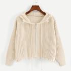 Shein Solid Raw Hem Hooded Jumper