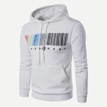 Shein Men Colorful Qr Code Print Hooded Sweatshirt