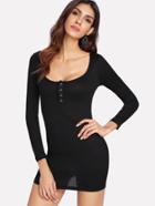 Shein Scoop Neck Ribbed Dress