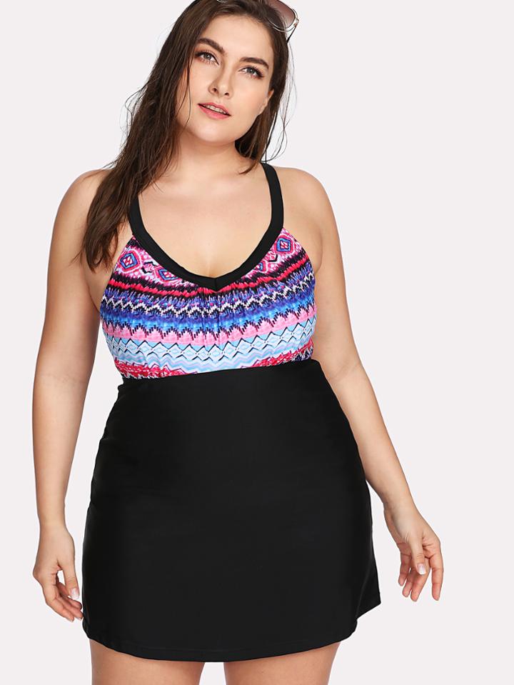 Shein Criss Cross Swim Dress