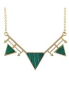 Shein Green Turquoise Triangle Pendant Necklace
