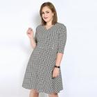 Shein Plus Houndstooth Print V-neck Dress