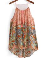 Shein Multicolour Spaghetti Strap Lace Floral High Low Dress