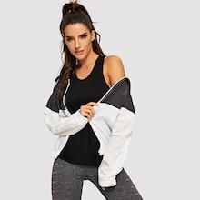 Shein Two-tone Zipper Up Jacket