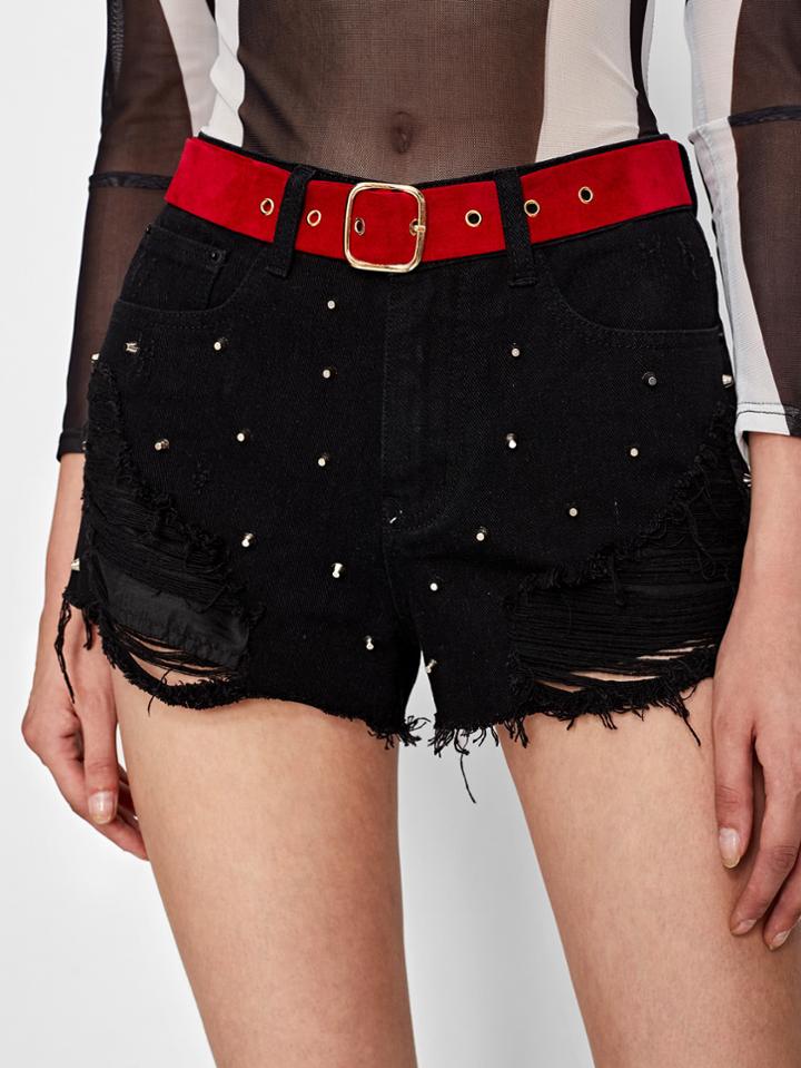Shein Suede Belt With Metal Buckle