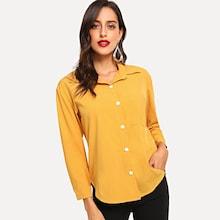 Shein Solid Dolphin Hem Shirt