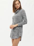 Shein Grey Draped Neck Asymmetrical Shift Dress